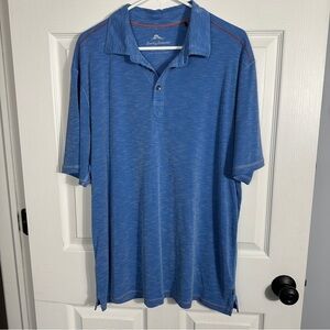 Tommy Bahama XL polo shirt, blue/orange, summer, casual, date night, golf